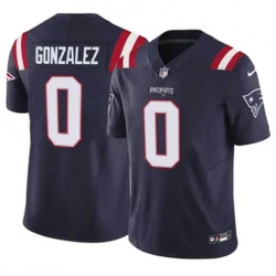 Men New England Patriots 0 Christian Gonzalez Blue Stitched Vapor Limited Jersey