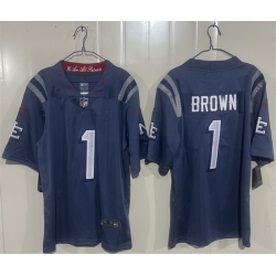 Men New England Patriots  1 A J  Brown Blue 2025 F U S E   Rivalries  Vapor Limited Stitched Football Jersey