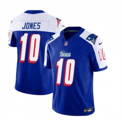 Men New England Patriots 10 Mac Jones Blue White 2023 F U S E  Vapor Limited Stitched Football Jersey