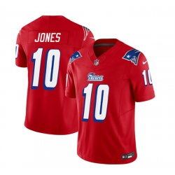 Men New England Patriots 10 Mac Jones Red 2023 F U S E  Throwback Limited Stitched Football Jersey