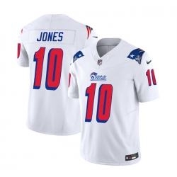 Men New England Patriots 10 Mac Jones White 2023 F U S E  Throwback Limited Stitched Football Jersey