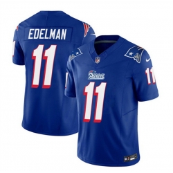 Men New England Patriots 11 Julian Edelman Blue 2023 F U S E  Throwback Limited Stitched Football Jersey