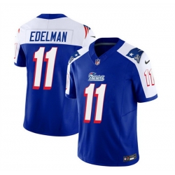 Men New England Patriots 11 Julian Edelman Blue White 2023 F U S E  Vapor Limited Stitched Football Jersey