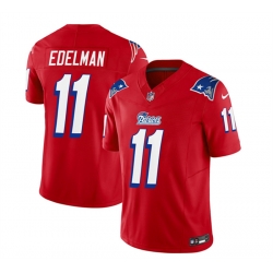 Men New England Patriots 11 Julian Edelman Red 2023 F U S E  Throwback Limited Stitched Football Jersey