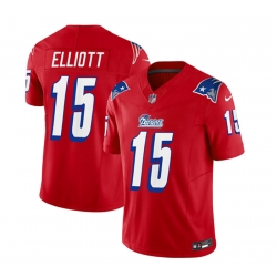 Men New England Patriots 15 Ezekiel Elliott Red 2023 F U S E  Throwback Limited Stitched Football Jersey
