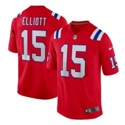 Men New England Patriots 15 Ezekiel Elliott Red Stitched Game Jersey