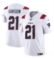 Men New England Patriots 21 Antonio Gibson White Vapor Limited Stitched Football Jersey