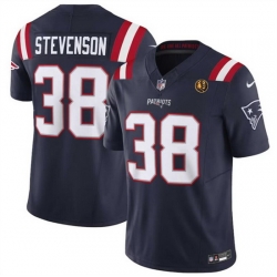 Men New England Patriots 38 Rhamondre Stevenson Navy 2023 F U S E  With John Madden Patch Vapor Limited Stitched Football Jersey