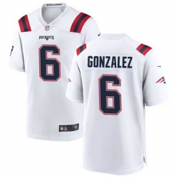 Men New England Patriots 6 Christian Gonzalez White Stitched Game Jersey