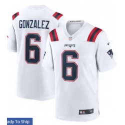 Men New England Patriots 6 Christian Gonzalez White Vapor Limited Jersey