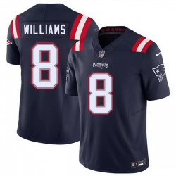 Men New England Patriots  8 Kyle Williams Navy 2026 F U S E  Vapor Limited Stitched Football Jersey