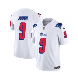 Men New England Patriots 9 Matthew Judon White 2023 F U S E  Throwback Limited Stitched Football Jersey