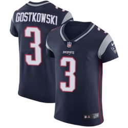 Men Nike Patriots #3 Stephen Gostkowski Navy Blue Team Color Stitched NFL Vapor Untouchable Elite Jersey