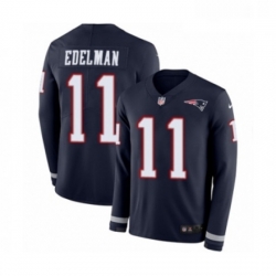 Mens Nike New England Patriots 11 Julian Edelman Limited Navy Blue Therma Long Sleeve NFL Jersey