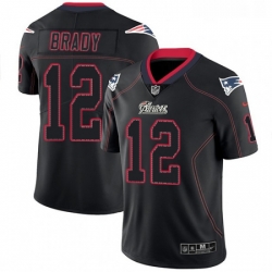 Mens Nike New England Patriots 12 Tom Brady Limited Lights Out Black Rush NFL Jersey