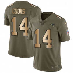 Mens Nike New England Patriots 14 Brandin Cooks Limited OliveGold 2017 Salute to Service NFL Jersey