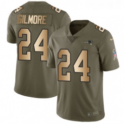 Mens Nike New England Patriots 24 Stephon Gilmore Limited OliveGold 2017 Salute to Service NFL Jersey