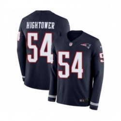 Mens Nike New England Patriots 54 Donta Hightower Limited Navy Blue Therma Long Sleeve NFL Jersey