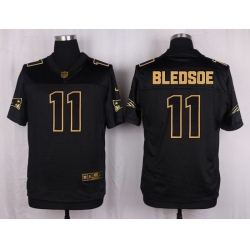 Nike Patriots #11 Drew Bledsoe Black Mens Stitched NFL Elite Pro Line Gold Collection Jersey