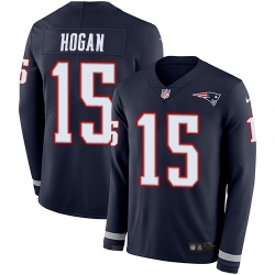 Nike Patriots #15 Chris Hogan Navy Blue Team Color Men Stitched NFL Limited Therma Long Sleeve Jersey