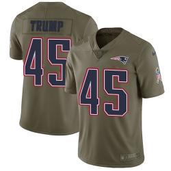 Nike Patriots #45 Donald Trump Olive Mens Stitched NFL Limited 2017 Salute To Service Jersey