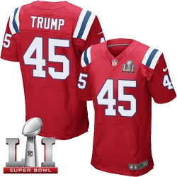 Nike Patriots #45 Donald Trump Red Alternate Super Bowl LI 51 Mens Stitched NFL Elite Jersey