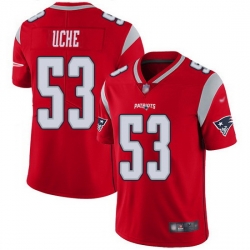 Nike Patriots 53 Josh Uche Red Men Stitched NFL Limited Inverted Legend Jersey