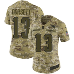 Nike Patriots #13 Phillip Dorsett Camo Women Stitched NFL Limited 2018 Salute to Service Jersey