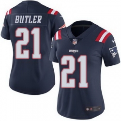 Nike Patriots #21 Malcolm Butler Navy Blue Womens Stitched NFL Limited Rush Jersey