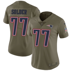 Nike Patriots #77 Nate Solder Olive Womens Stitched NFL Limited 2017 Salute to Service Jersey