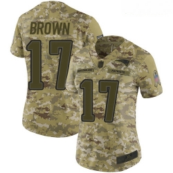 Patriots #17 Antonio Brown Camo Women Stitched Football Limited 2018 Salute to Service Jersey