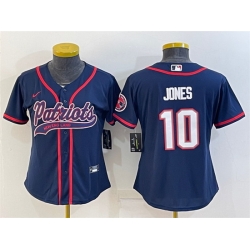 Women New England Patriots 10 Mac Jones Navy With Patch Cool Base Stitched Baseball Jersey