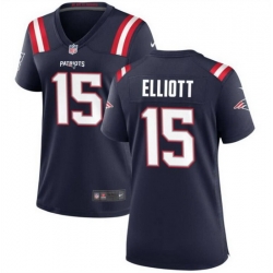 Women New England Patriots 15 Ezekiel Elliott Navy Stitched Jersey  Run Small