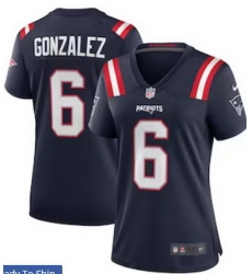 Women New England Patriots 6 Christian Gonzalez Navy Vapor Limited Jersey