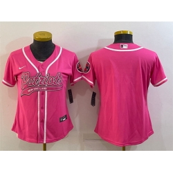Women New England Patriots Blank Pink With Patch Cool Base Stitched Baseball Jersey