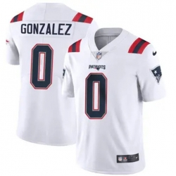 Youth New England Patriots 0 Christian Gonzalez White Stitched Vapor Limited Jerseys