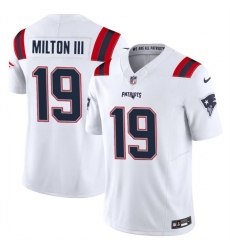 Youth New England Patriots 19 Joe Milton III White 2024 F U S E Vapor Limited Stitched Football Jersey