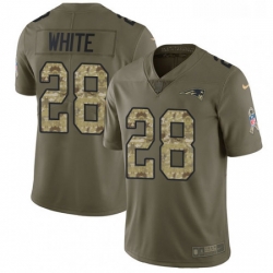 Youth Nike New England Patriots 28 James White Limited OliveCamo 2017 Salute to Service NFL Jersey