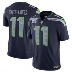 Men Seattle Seahawks 11 Jaxon Smith Njigba Navy 2023 F U S E  With Prem1ere Patch 90th Anniversary Vapor Untouchable Limited Stitched Football Jersey