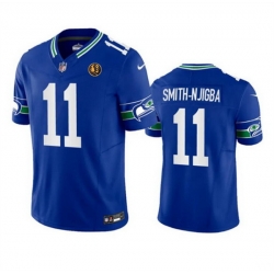 Men Seattle Seahawks 11 Jaxon Smith Njigba Royal 2023 F U S E  Throwback With John Madden Patch Vapor Limited Stitched Football Jersey