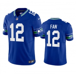 Men Seattle Seahawks 12th Fan Royal 2023 F U S E  Vapor Limited Throwback Stitched Jersey