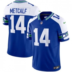 Men Seattle Seahawks 14 D K Metcalf Royal 2023 F U S E Throwback Vapor Limited Stitched Football Jersey