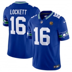 Men Seattle Seahawks 16 Tyler Lockett Royal 2023 F U S E  Throwback With John Madden Patch Vapor Limited Stitched Football Jersey