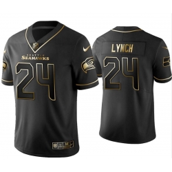 Men Seattle Seahawks 24 Marshawn Lynch Black Gold Stitched Limited NFL Jersey