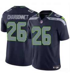 Men Seattle Seahawks 26 Zach Charbonnet Navy 2024 F U S E Vapor Limited Stitched Football Jersey