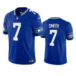 Men Seattle Seahawks 7 Geno Smith Royal 2023 F U S E  Vapor Limited Throwback Stitched Jersey