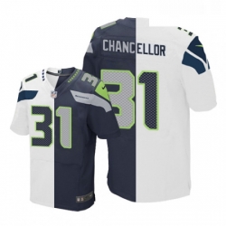 Mens Nike Seattle Seahawks 31 Kam Chancellor Elite NavyWhite Split Fashion NFL Jersey