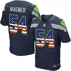 Mens Nike Seattle Seahawks 54 Bobby Wagner Elite Navy Blue Home USA Flag Fashion NFL Jersey