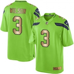 Nike Seahawks #3 Russell Wilson Green Mens Stitched NFL Limited Gold Rush Jersey