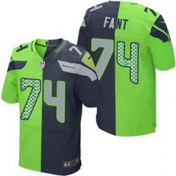 Nike Seahawks #74 George Fant Steel Blue Green Men Stitched NFL Elite Split Jersey